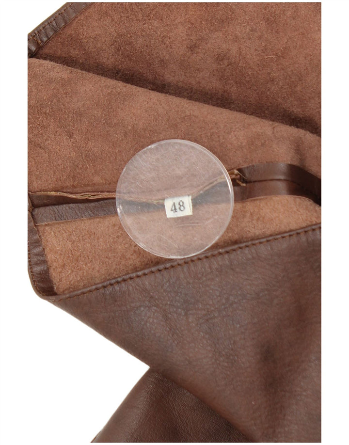 Δερμάτινο Γυναικείο Γιλέκο VINTAGE IT 48 XL Καφέ Δερμάτινο