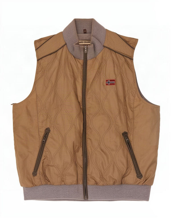 Napapijri Ανδρικά καπιτονέ Gilet UK 46 3XL Beige Colourblock Πολυεστέρας