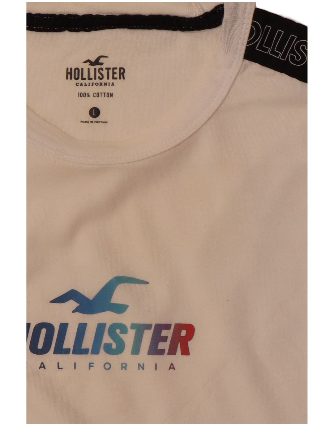 HOLLISTER Ανδρικό γραφικό τοπ μακρυμάνικο μεγάλο λευκό χρώμα, βαμβακερό