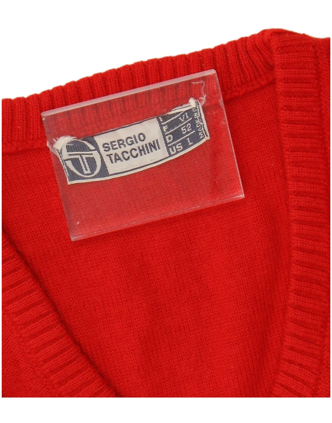 SERGIO TACCHINI Womens V-Neck Jumper Sweater UK 14 Large Red