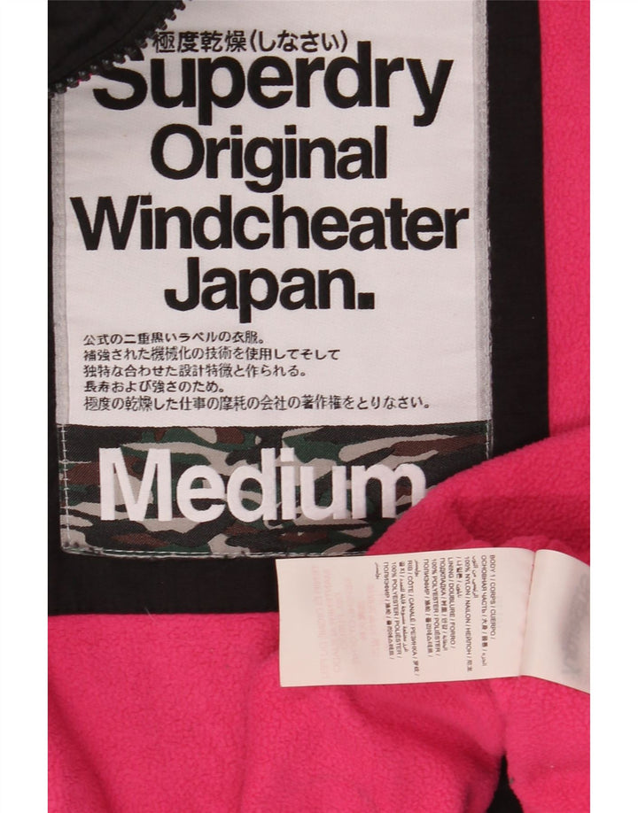 SUPERDRY Γυναικείο Windcheater με κουκούλα Windbreaker Jacket UK 14 Medium Black