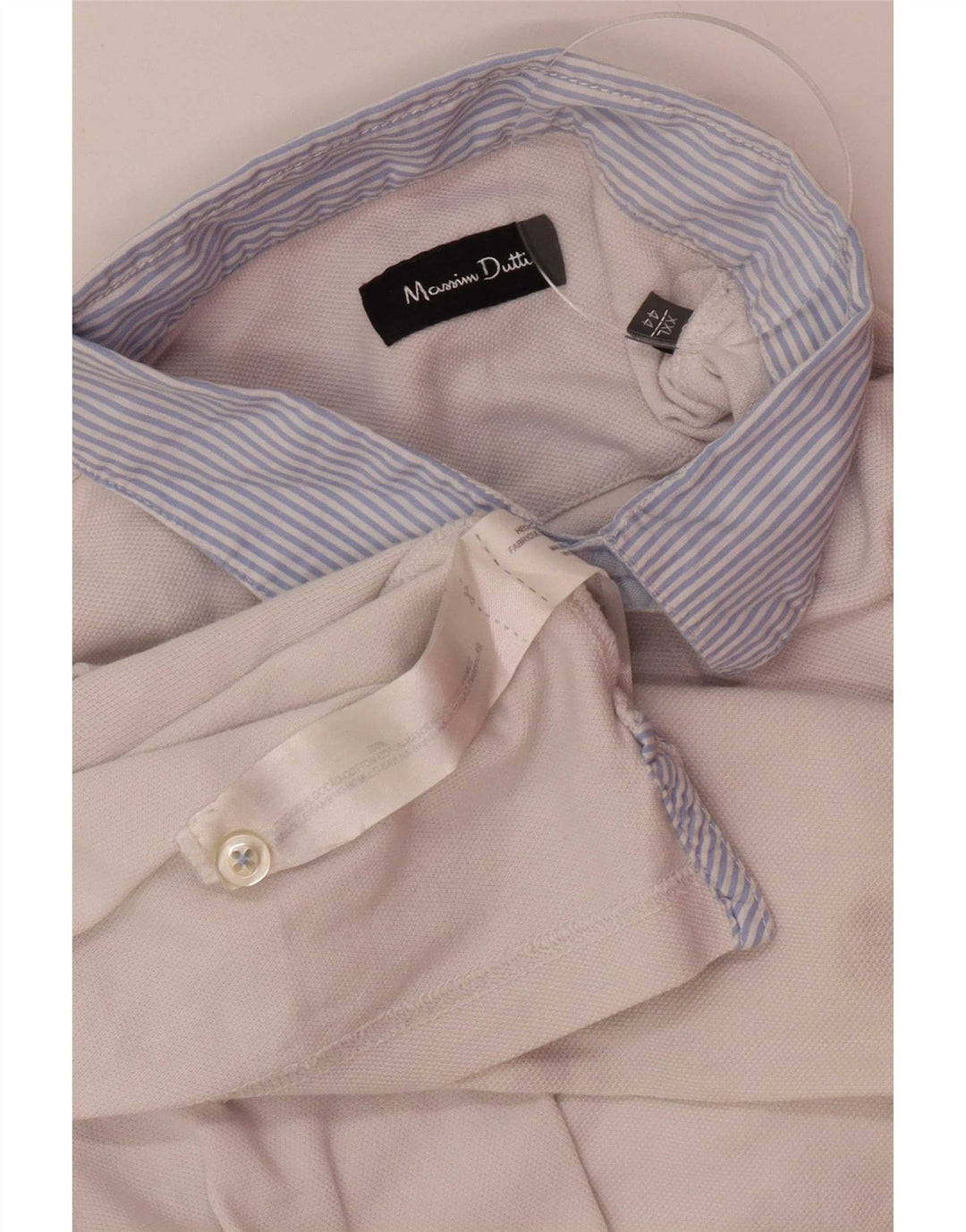 Massimo Dutti Ανδρικό Πόλο Μπλουζάκι 2XL Λευκό βαμβακερό