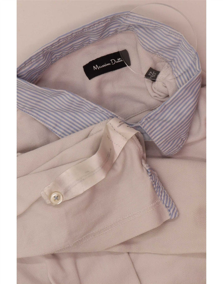 Massimo Dutti Ανδρικό Πόλο Μπλουζάκι 2XL Λευκό βαμβακερό