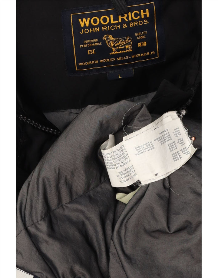 WOOLRICH Γυναικείο παλτό με κουκούλα UK 16 μεγάλο μαύρο πολυεστέρα