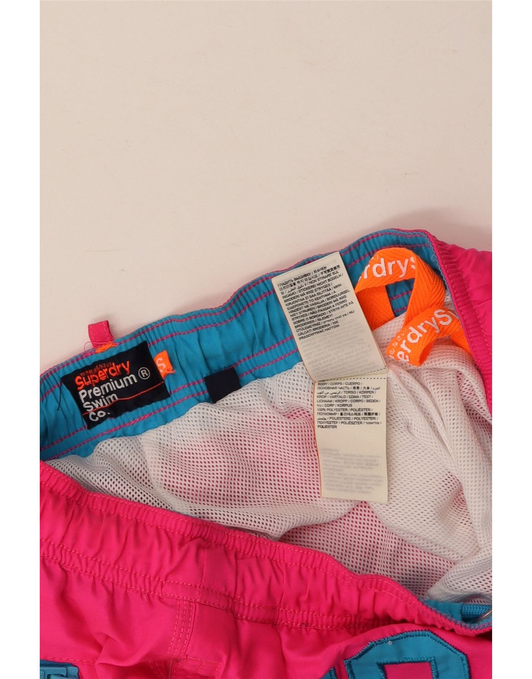 Γυναικεία γραφικά σορτς κολύμβησης SUPERDRY UK 10 Small Pink Polyester