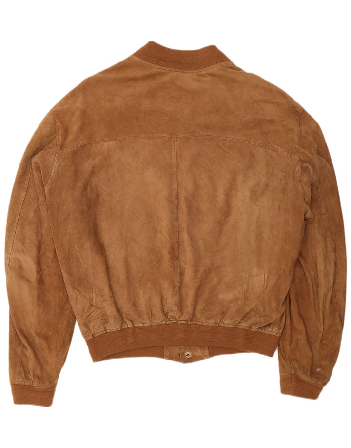 Vintage Ανδρικό Suede Bomber Jacket UK 40 Large Brown