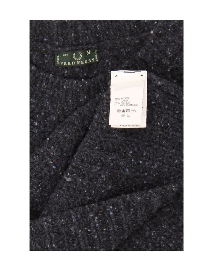 Fred Perry Γυναικείο πουλόβερ με λαιμόκοψη UK 14 μεσαίου μπλε μαλλί