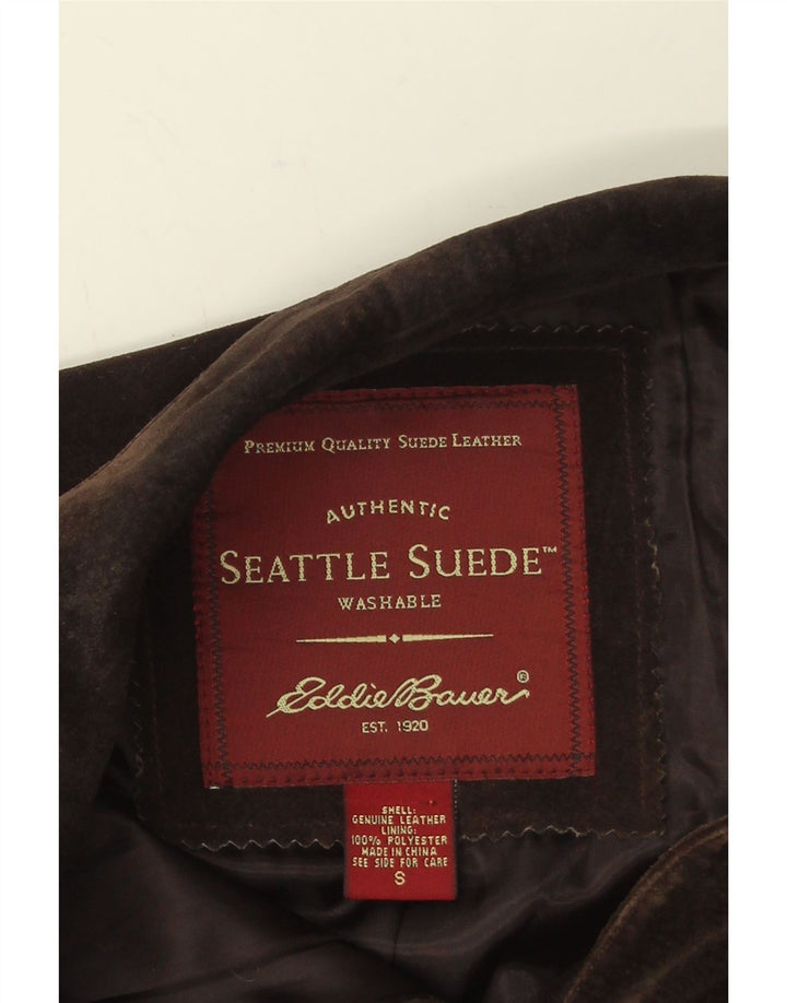 Eddie Bauer Γυναικείο Suede Crop Bomber Jacket UK 8 Small Brown Δερμάτινο