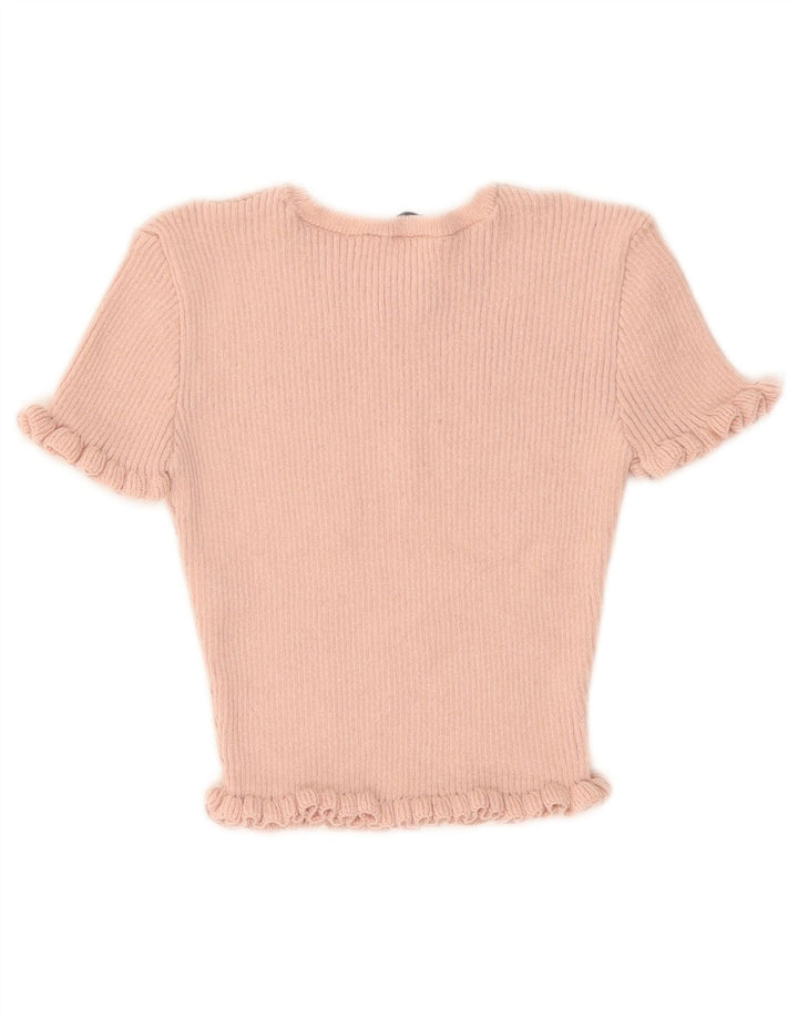 Zara Γυναικεία μπλούζα Crop Top UK 10 Small Pink Polyester