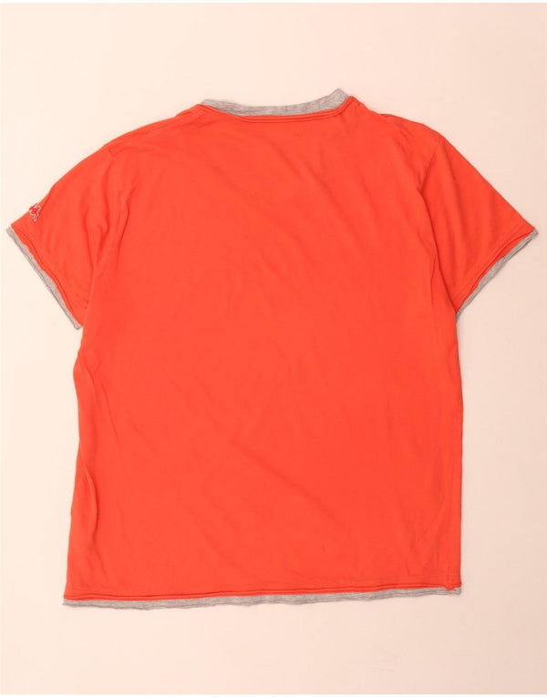 Ανδρικό γραφικό T-Shirt Kappa Top XL Orange Colourblock Βαμβακερό