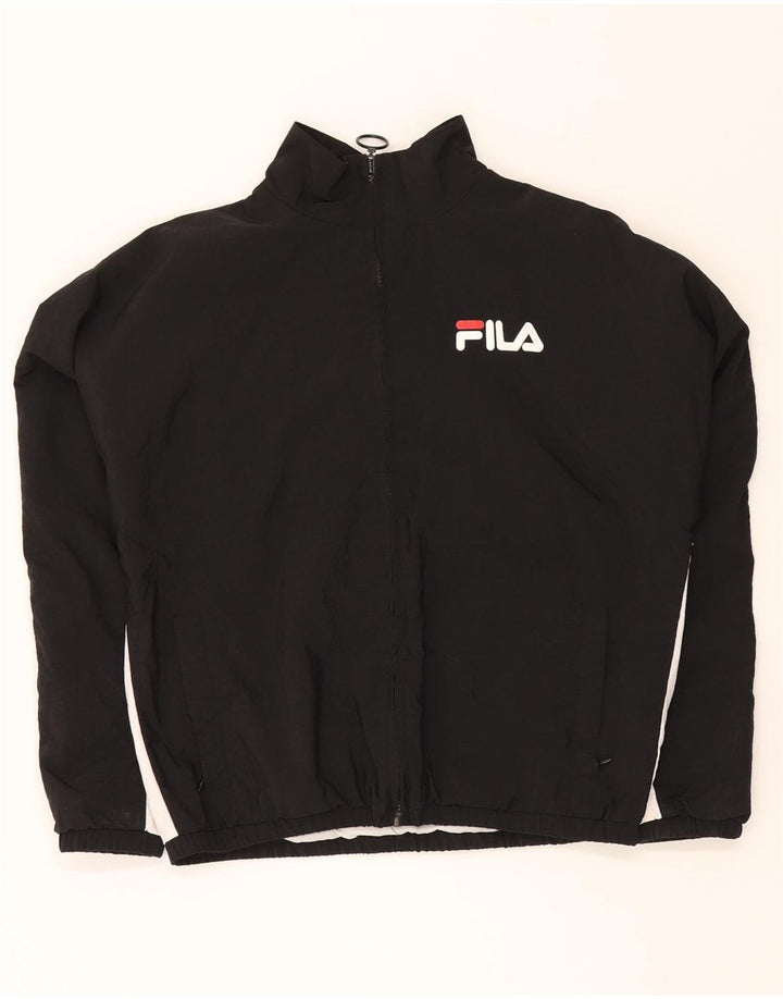 FILA Mens Tracksuit Top Jacket XS Black Colourblock Nylon Vintage Fila and Second-Hand Fila from Messina Hembry 