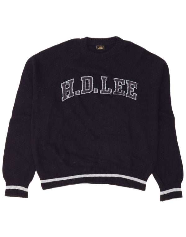 Πουλόβερ Lee Womens Graphic Crew Neck Jumper Large Navy Blue Wool