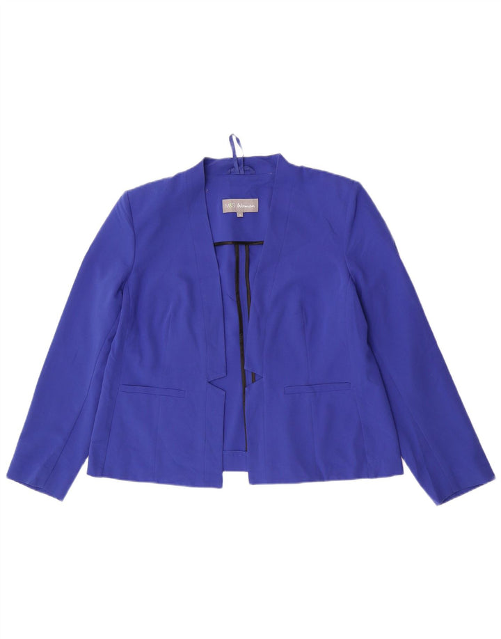 Marks & Spencer Γυναικείο Open Blazer Jacket UK 16 Large Blue Polyester