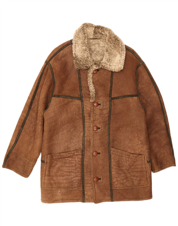 Ανδρικό Shearling Jacket Christ IT 48 Δερμάτινο Μεσαίο Καφέ