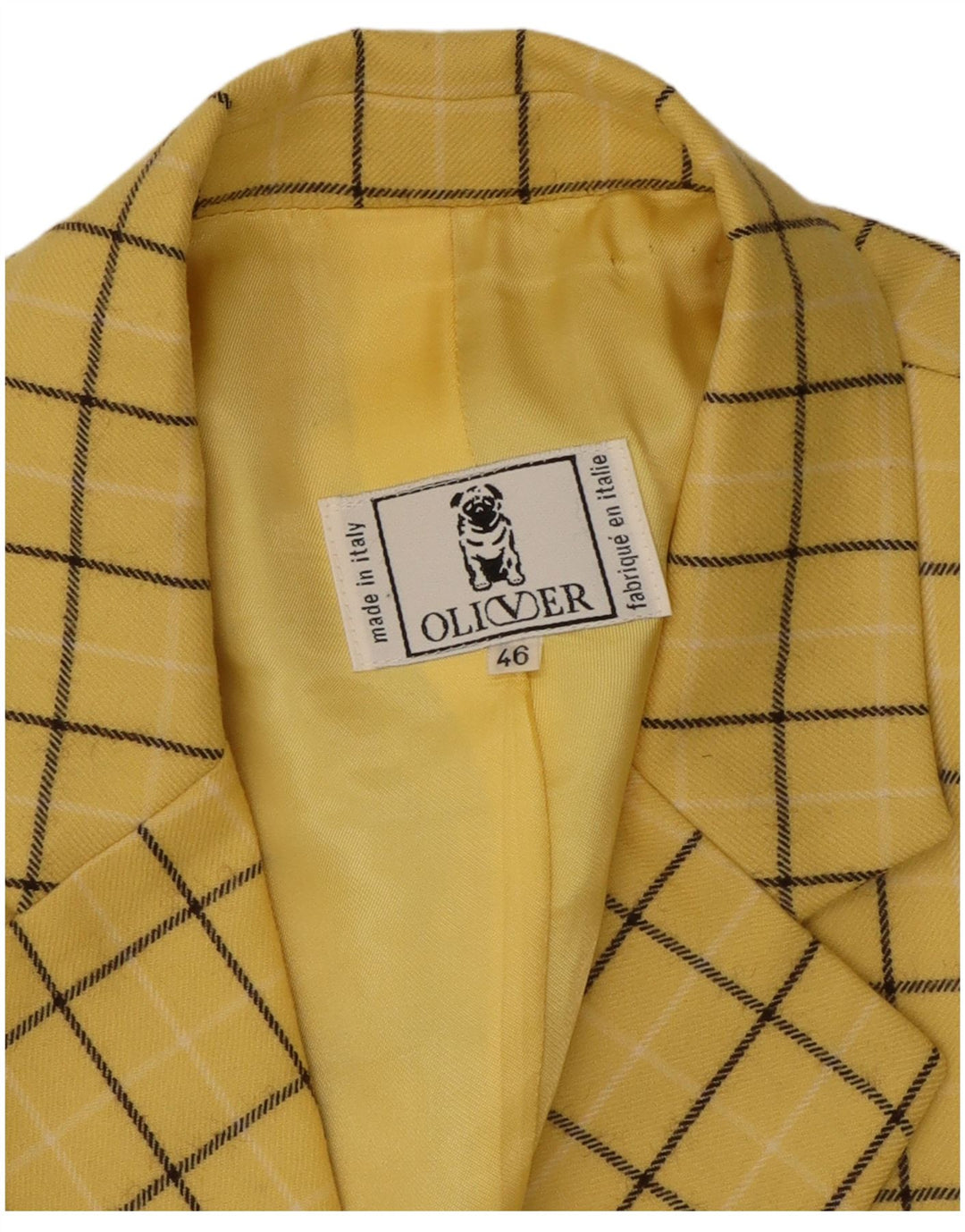 Oliver By Valentino Γυναικείο τζάκετ 3 κουμπιών Blazer IT 46 Μεγάλο κίτρινο καρό
