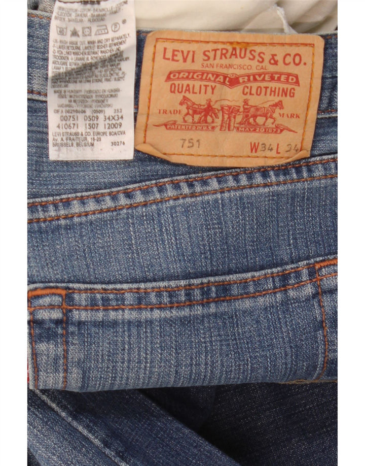 Levi's Mens 751 Straight Jeans W34 L30 Blue Cotton