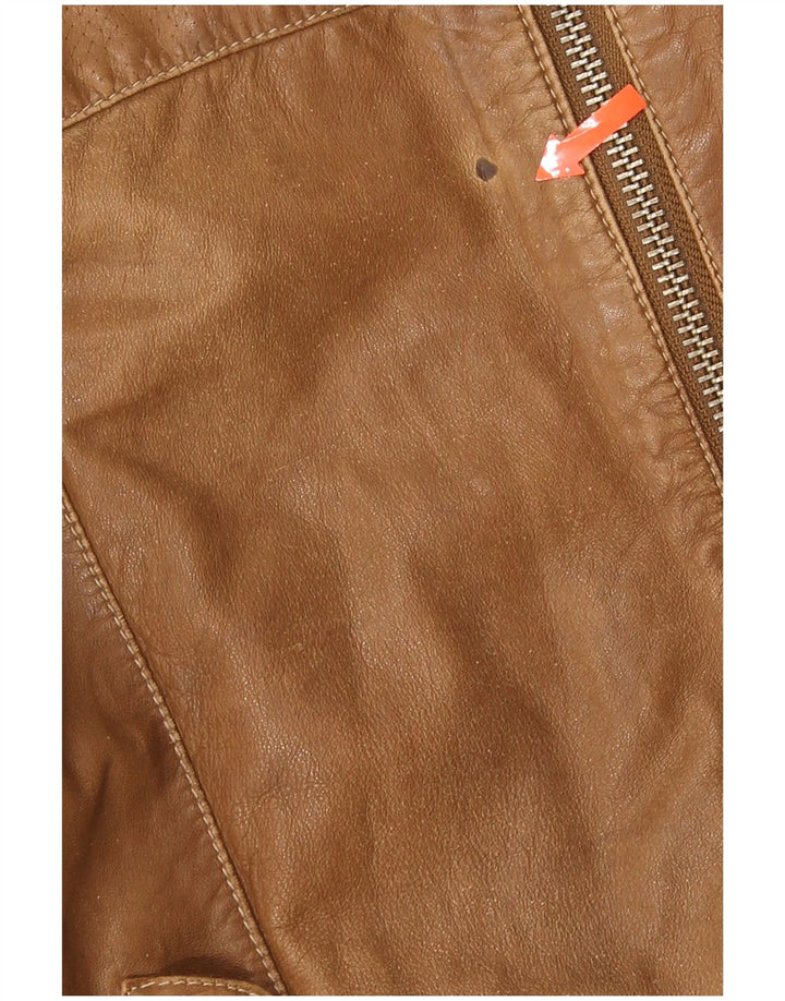 Trussardi Jeans Ανδρικό Δερμάτινο Μπουφάν UK 38 Δερμάτινο Μεσαίο Καφέ