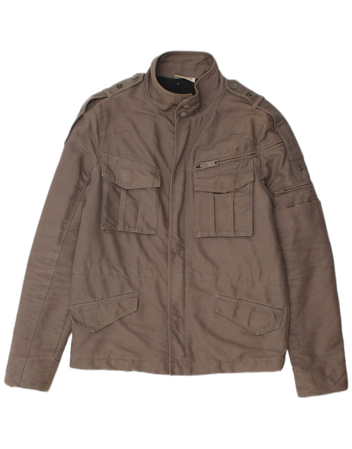 DKNY Mens Military Jacket UK 38 Medium Grey Cotton