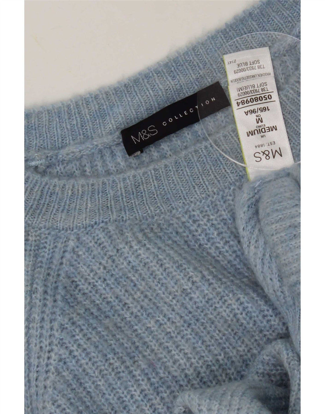Marks & Spencer Γυναικείο πουλόβερ με λαιμό σκάφος UK 14 μεσαίου μπλε με στίγματα