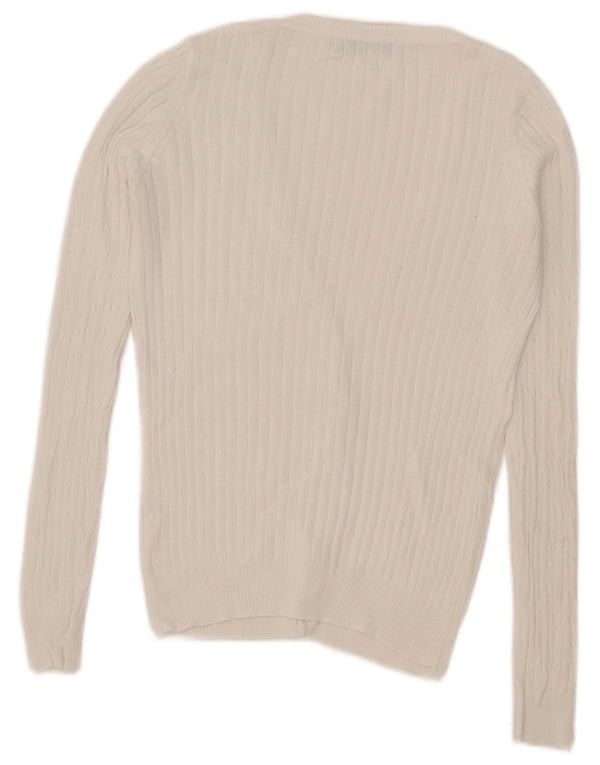 Zara Γυναικεία Ζακέτα UK 10 Small White Cotton