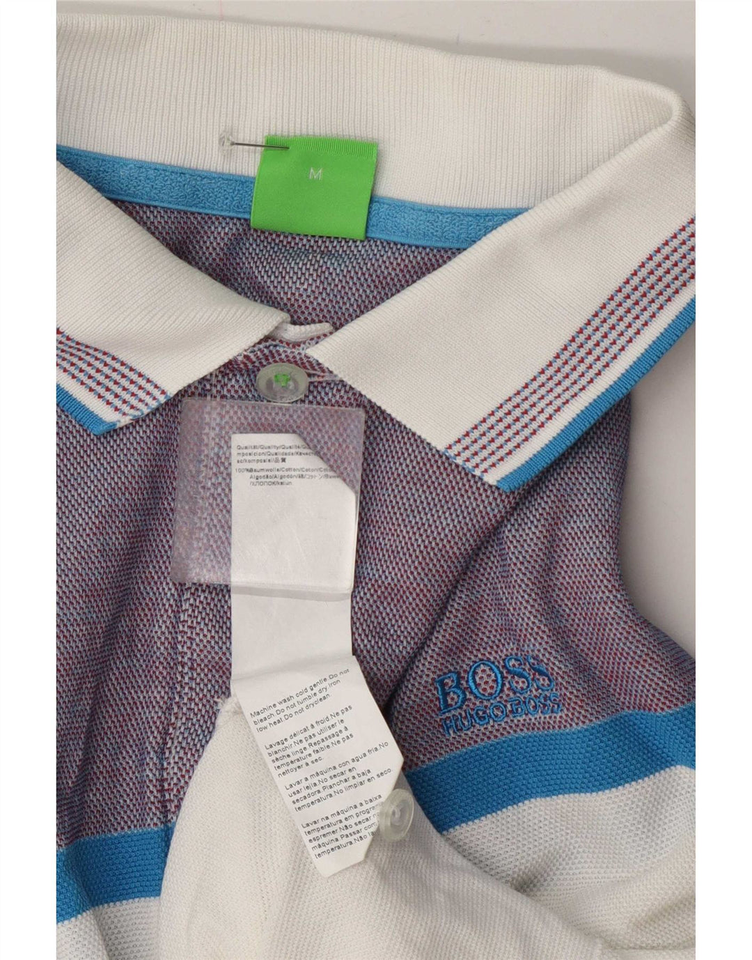 Ανδρικό πουκάμισο πόλο Hugo Boss, μεσαίο λευκό χρώμα, βαμβακερό