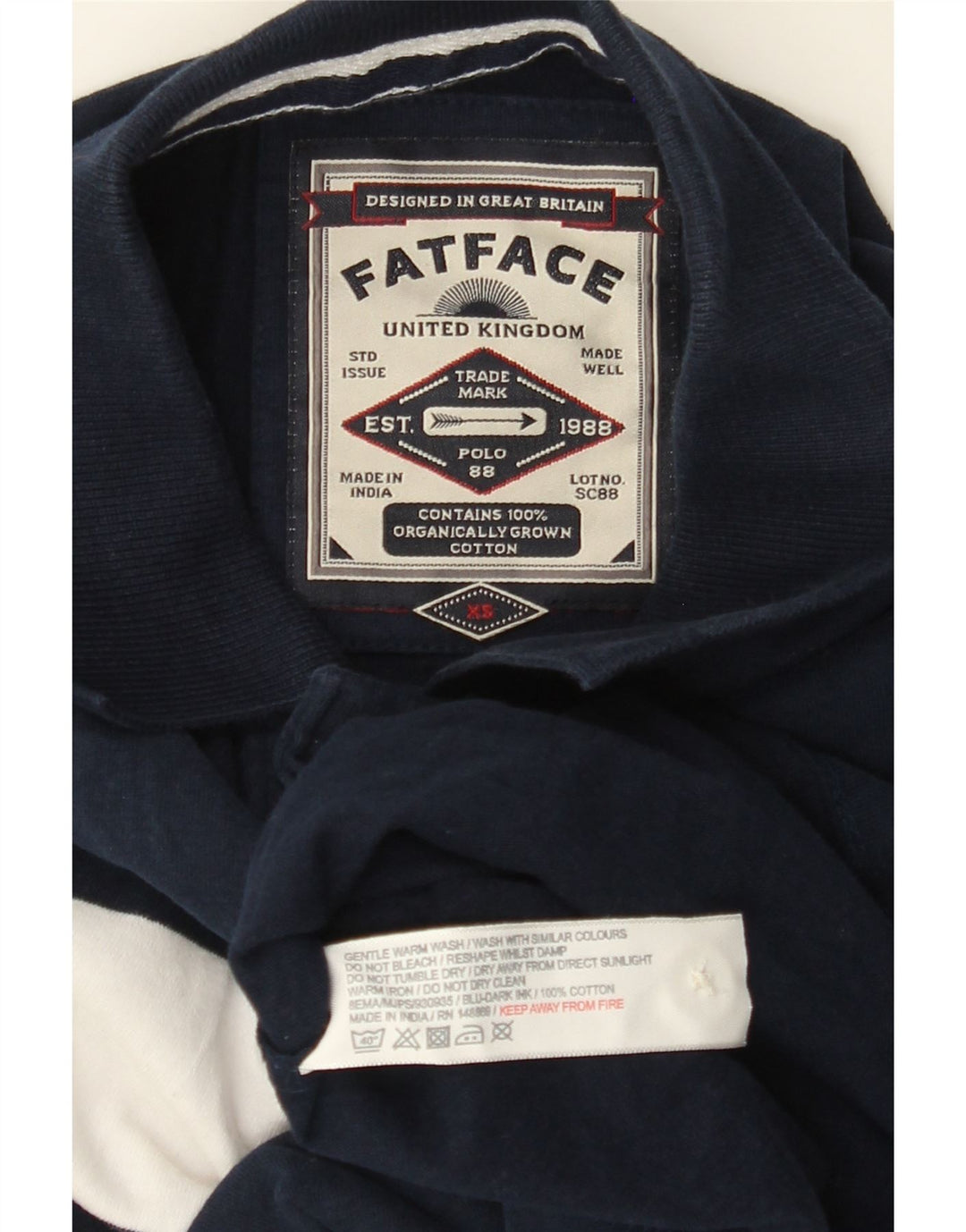 FAT FACE Ανδρικό μπλουζάκι πόλο XS Navy Blue Colourblock Βαμβακερό