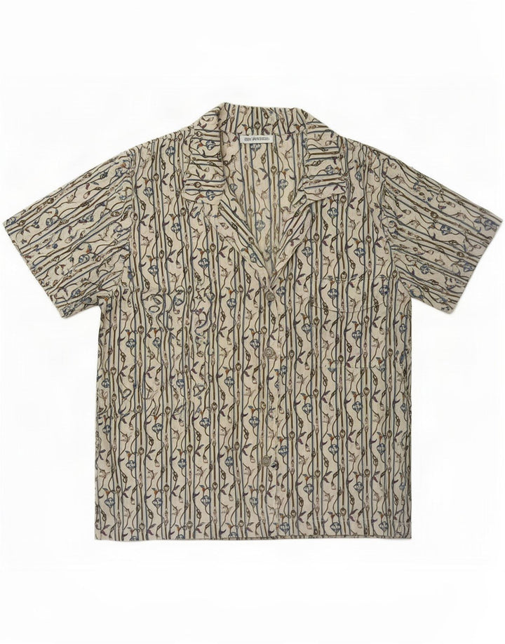 Vintage γυναικείο πουκάμισο με αφηρημένο σχέδιο UK 14 Medium White Nautical