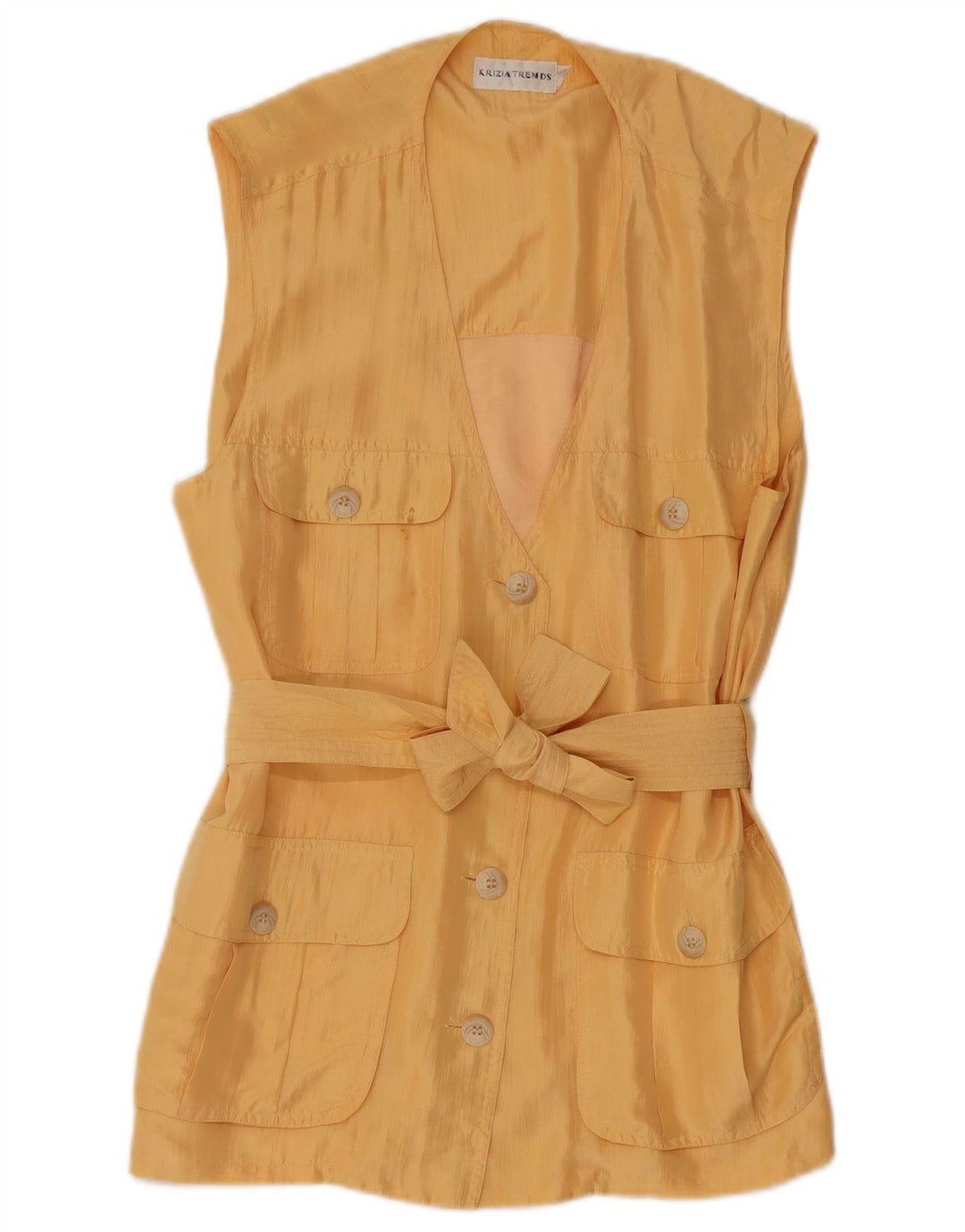 Krizia Γυναικεία Αμάνικη Ζακέτα IT 40 Small Yellow Silk
