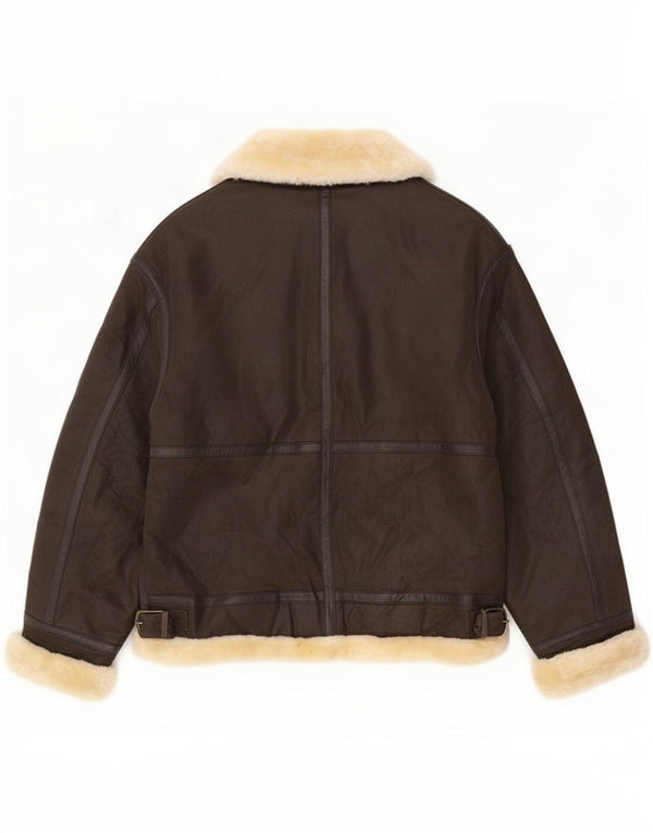 Γυναικείο Shearling Jacket Conbipel UK 16 Large Brown Δερμάτινο