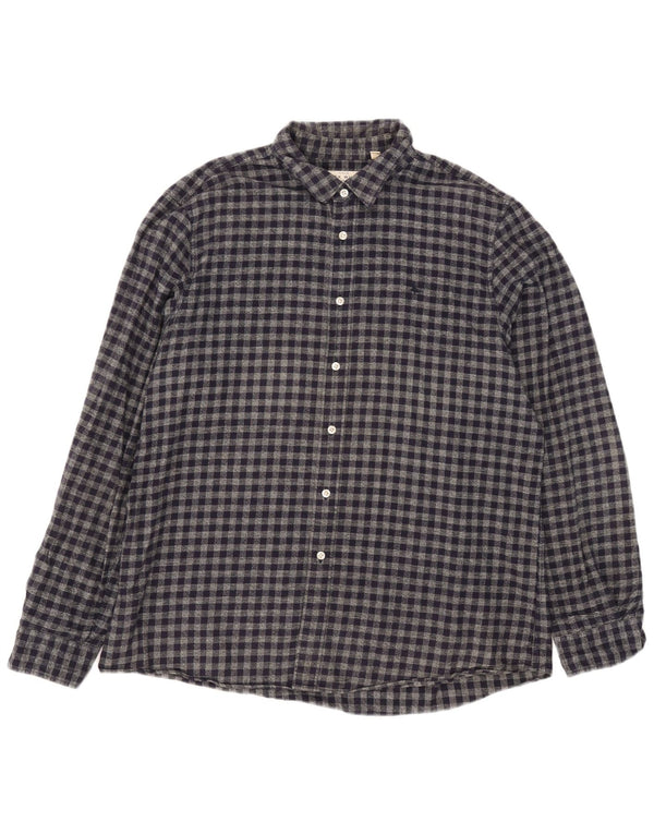 Jack Wills Ανδρικό πουκάμισο Classic Fit Flannel XL Navy Blue Gingham Cotton