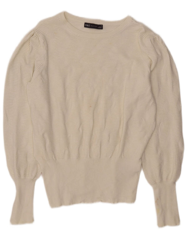 Marks & Spencer Γυναικείο πουλόβερ με λαιμόκαυστο UK 12 Medium Off White