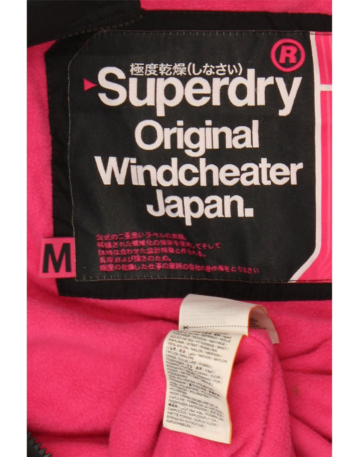 Superdry Γυναικείο Windcheater Hooded Windbreaker Jacket UK 14 Medium Black