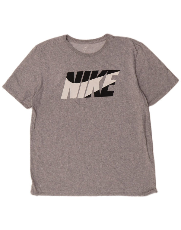 NIKE Mens Athletic Cut Graphic T-Shirt Top XL Grey Flecked Cotton