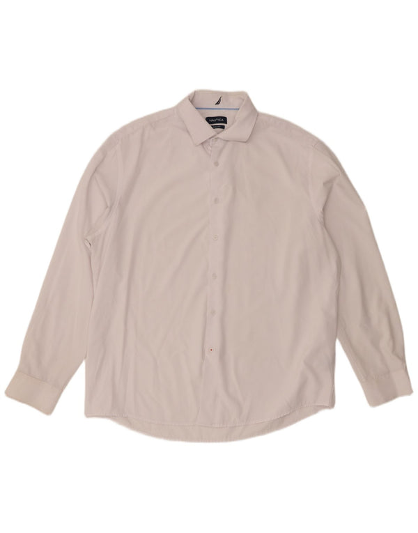 Ανδρικό πουκάμισο Nautica Slim Fit Size 17 1/2 XL Λευκό Πολυεστέρας