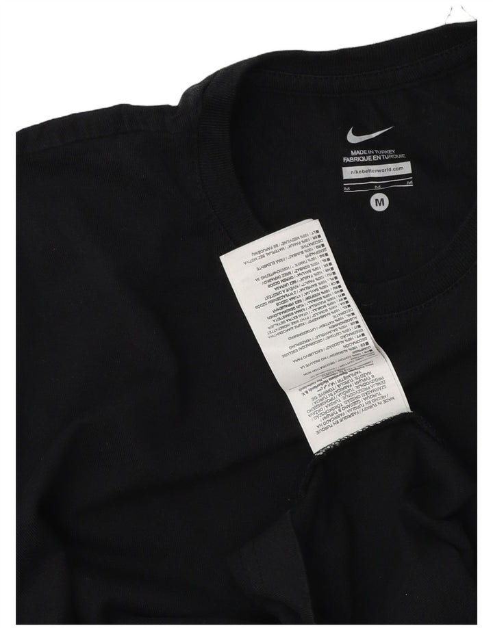 Γυναικείο T-Shirt Nike τοπ UK 12 μεσαίο μαύρο βαμβακερό