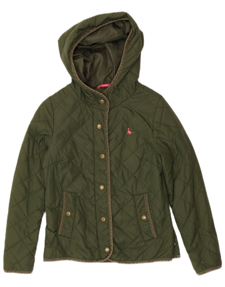 JACK WILLS Womens Hooded Quilted Jacket UK 8 Small  Green