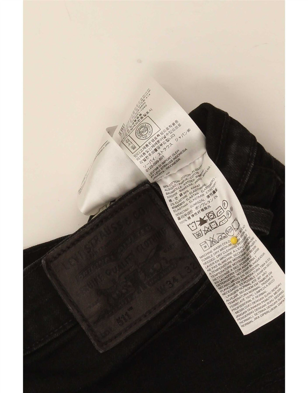 Levi's Mens 511 Slim Jeans W34 L32 Μαύρο βαμβακερό