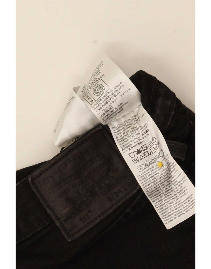 Levi's Mens 511 Slim Jeans W34 L32 Μαύρο βαμβακερό