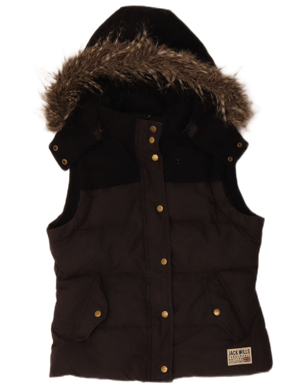 JACK WILLS Γυναικεία κουκούλα με επένδυση Gilet UK 12 Medium Black Colourblock