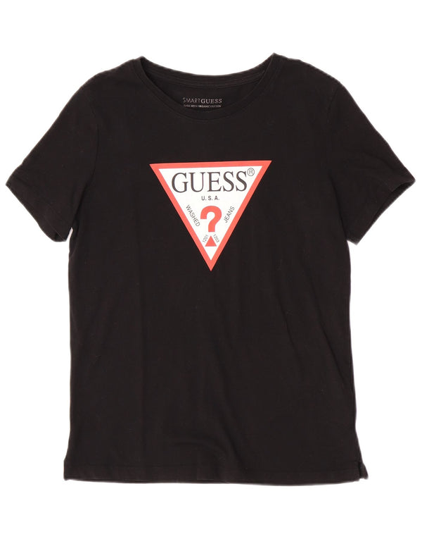 Γυναικείο γραφικό μπλουζάκι Guess Oversized UK 6 XS μαύρο βαμβακερό