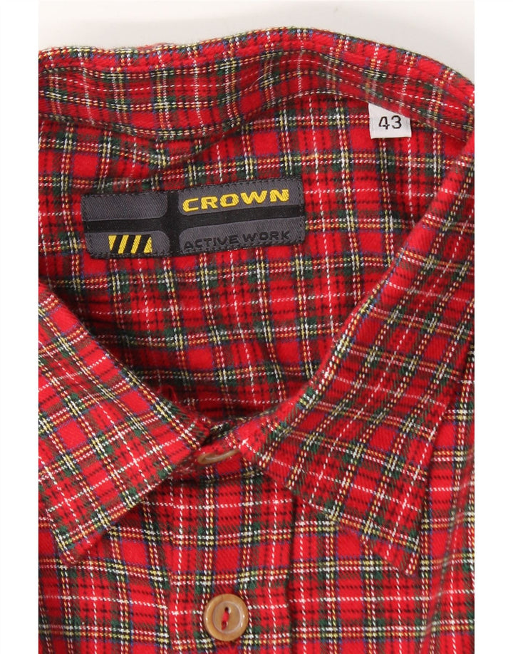 Ανδρικό φανελένιο πουκάμισο Crown Μέγεθος 43 Large Red Check Cotton