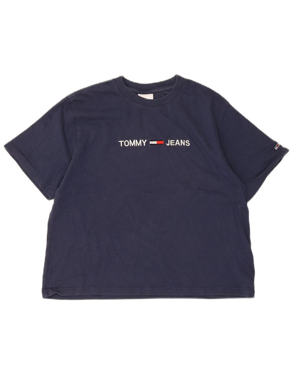 Tommy Hilfiger Γυναικείο Crop γραφικό T-Shirt Top 10 Small Navy Blue από βαμβάκι