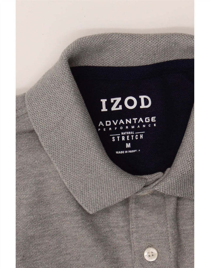 IZOD Mens Natural Fit Polo Shirt Medium Grey Striped Cotton Vintage Izod and Second-Hand Izod from Messina Hembry 