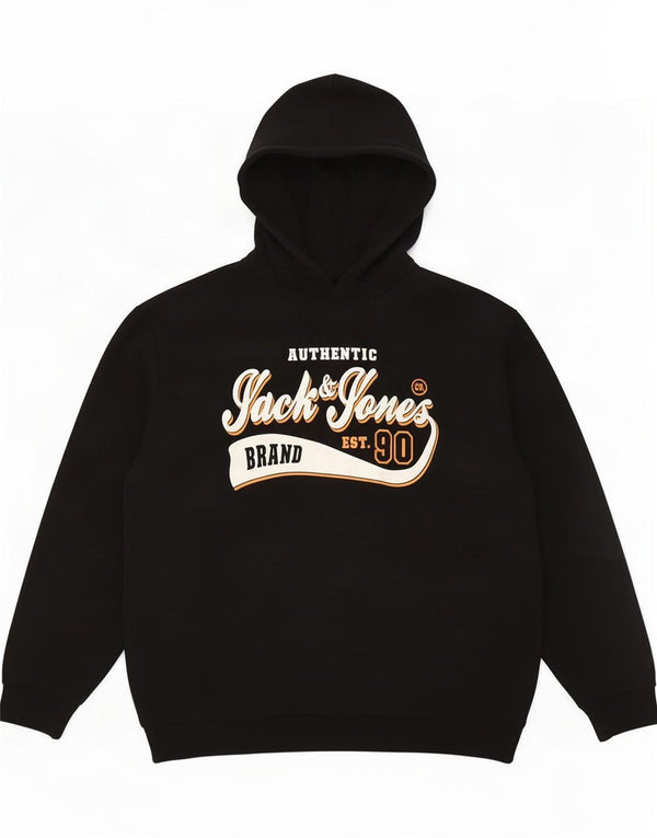 Jack & Jones Mens Graphic Hoodie Jumper 3XL Black Polyester