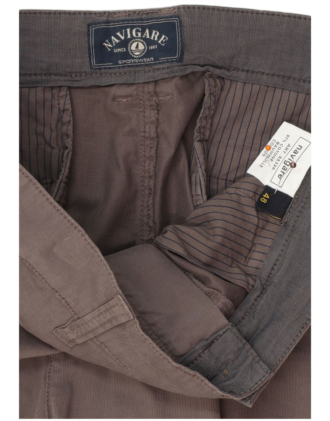 NAVIGARE Ανδρικό ίσιο παντελόνι Chino IT 48 Medium W34 L26 Γκρι βαμβακερό