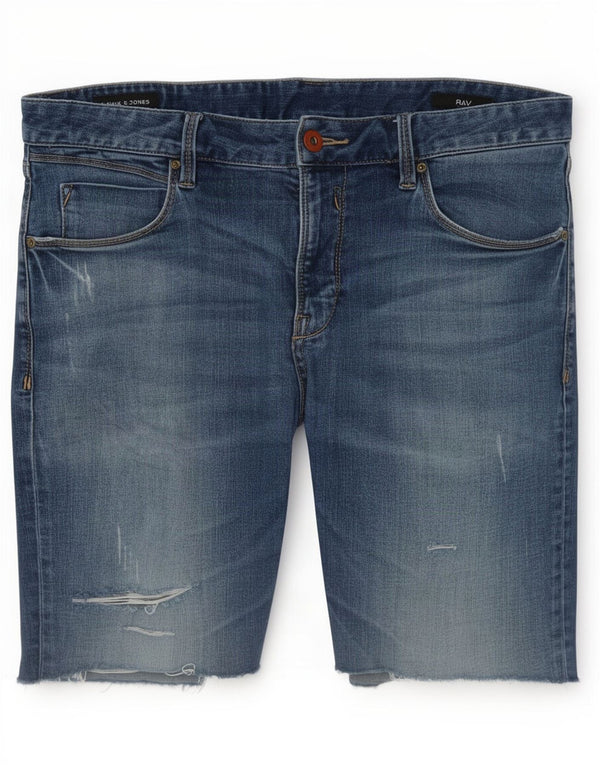 Jack & Jones Ανδρικό τζιν σορτς με στενή εφαρμογή, μεγάλο W34 μπλε βαμβακερό