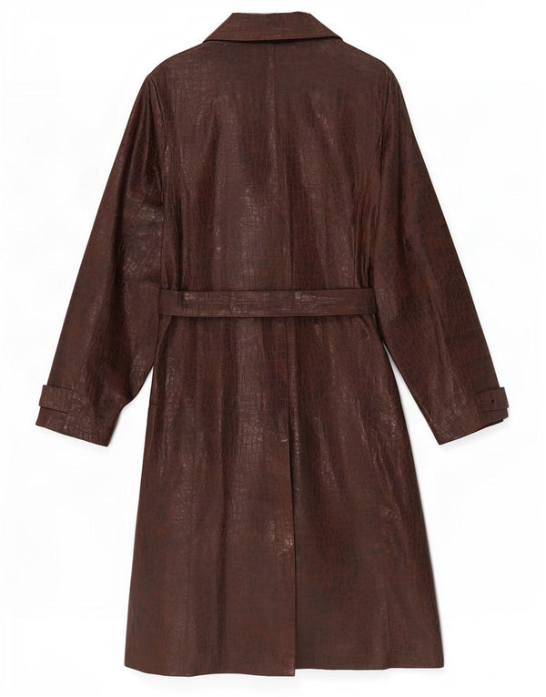 Zara Γυναικείο παλτό από συνθετικό δέρμα UK 12 Medium Brown Animal Print Polyester