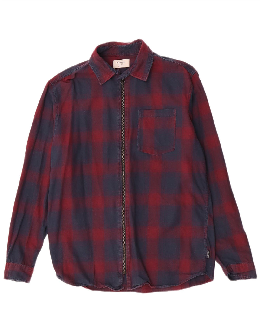 Jack & Jones Ανδρικό φανελένιο πουκάμισο μεγάλο navy μπλε καρό βαμβακερό