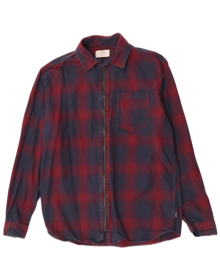 Jack & Jones Ανδρικό φανελένιο πουκάμισο μεγάλο navy μπλε καρό βαμβακερό