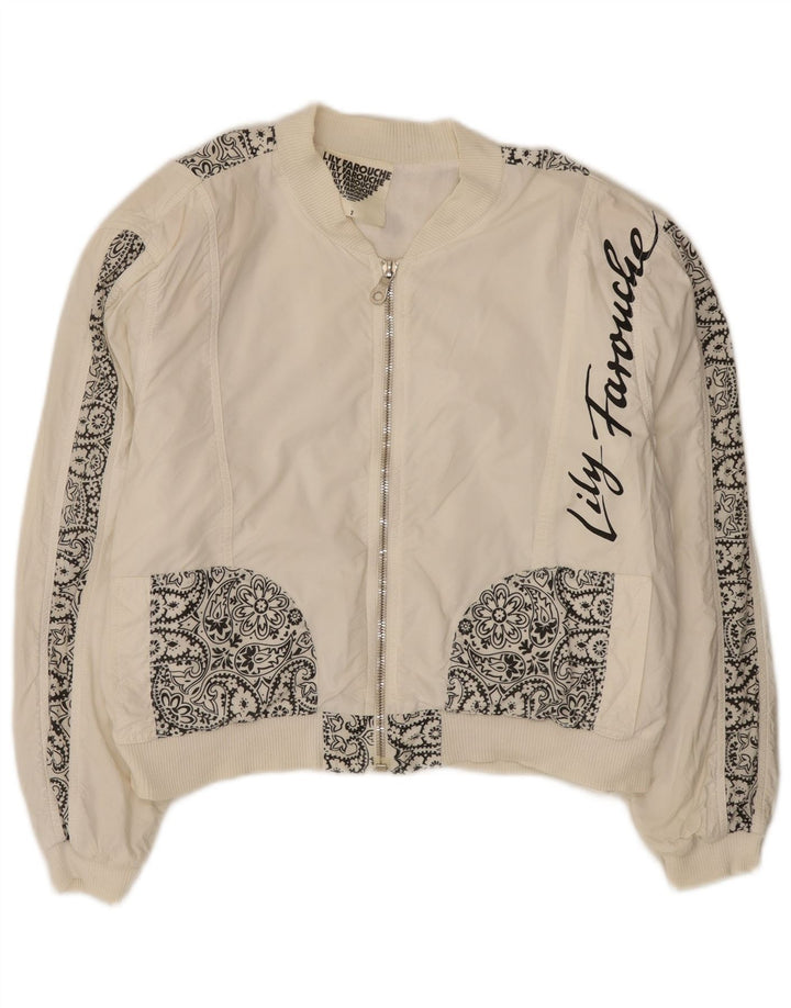 Lily Farouche Γυναικείο γραφικό υπερμεγέθη Bomber Jacket US 2 XS White Paisley